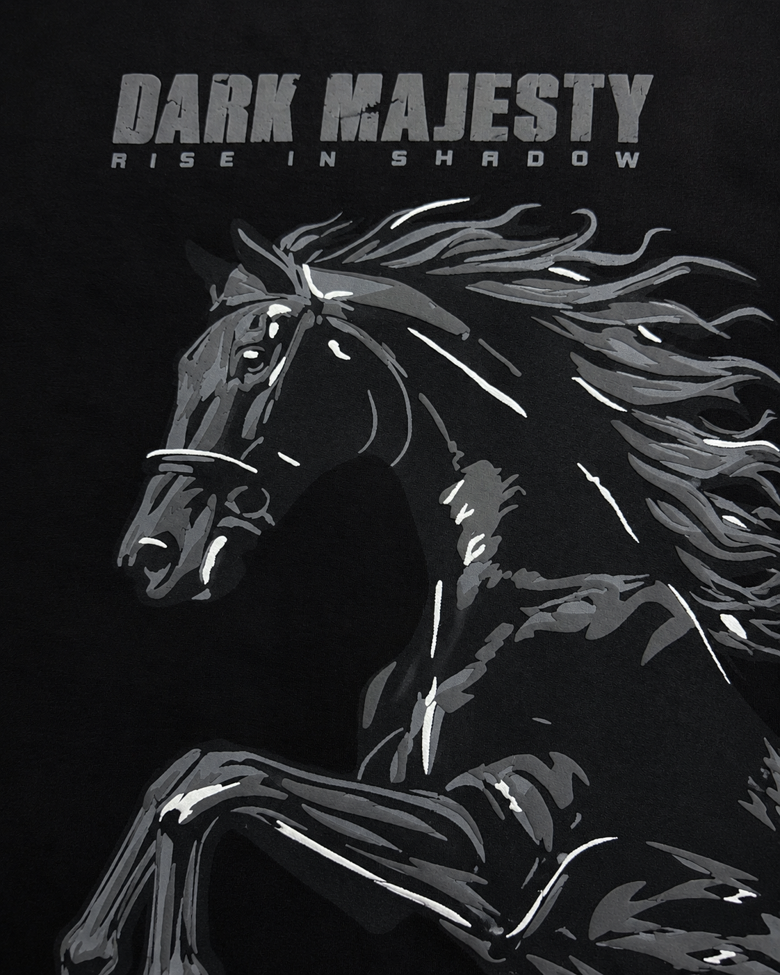BLACK HORSE ON BLACK TEE
