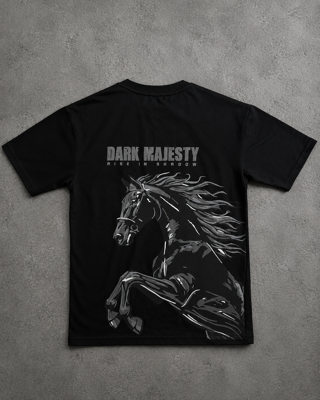 BLACK HORSE ON BLACK TEE