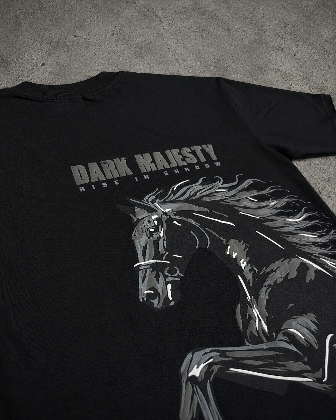 BLACK HORSE ON BLACK TEE